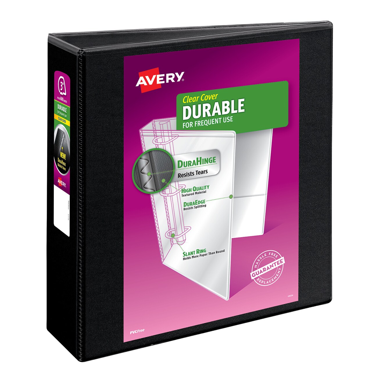 Avery Durable View 3 Ring Binder, 3 Inch EZD Rings, 1 Black Binder (09700)
